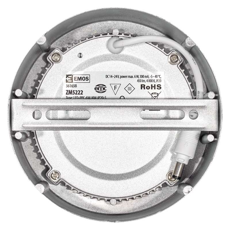 Emos LED panel 170mm, kruhový přisazený stříbrný, 12W neutr. bílá