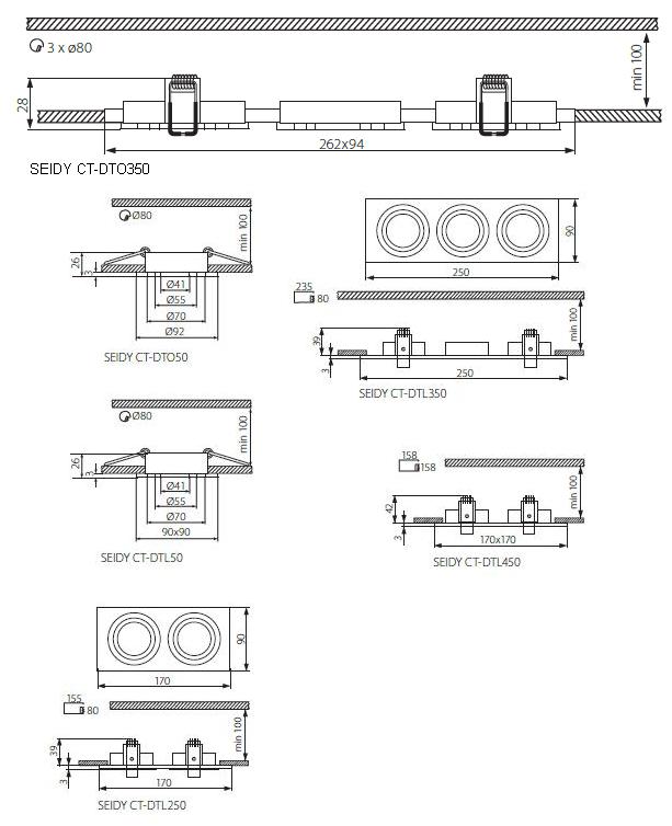 SEIDY CT-DTL50-W/M   podhledové svítidlo