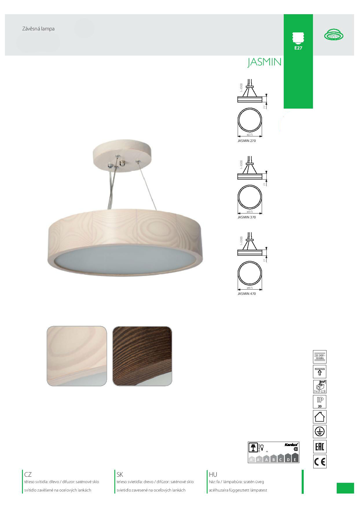 JASMIN 470-W-H Plafon závěsný