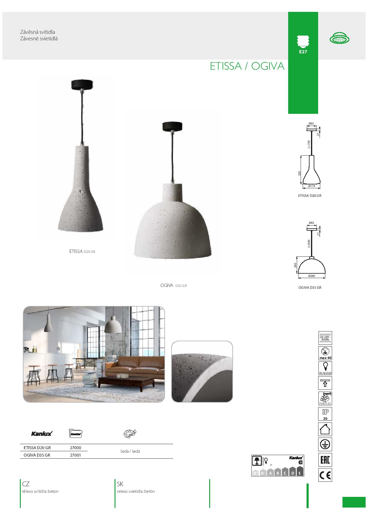 OGIVA D35 GR Závěsné svítidlo