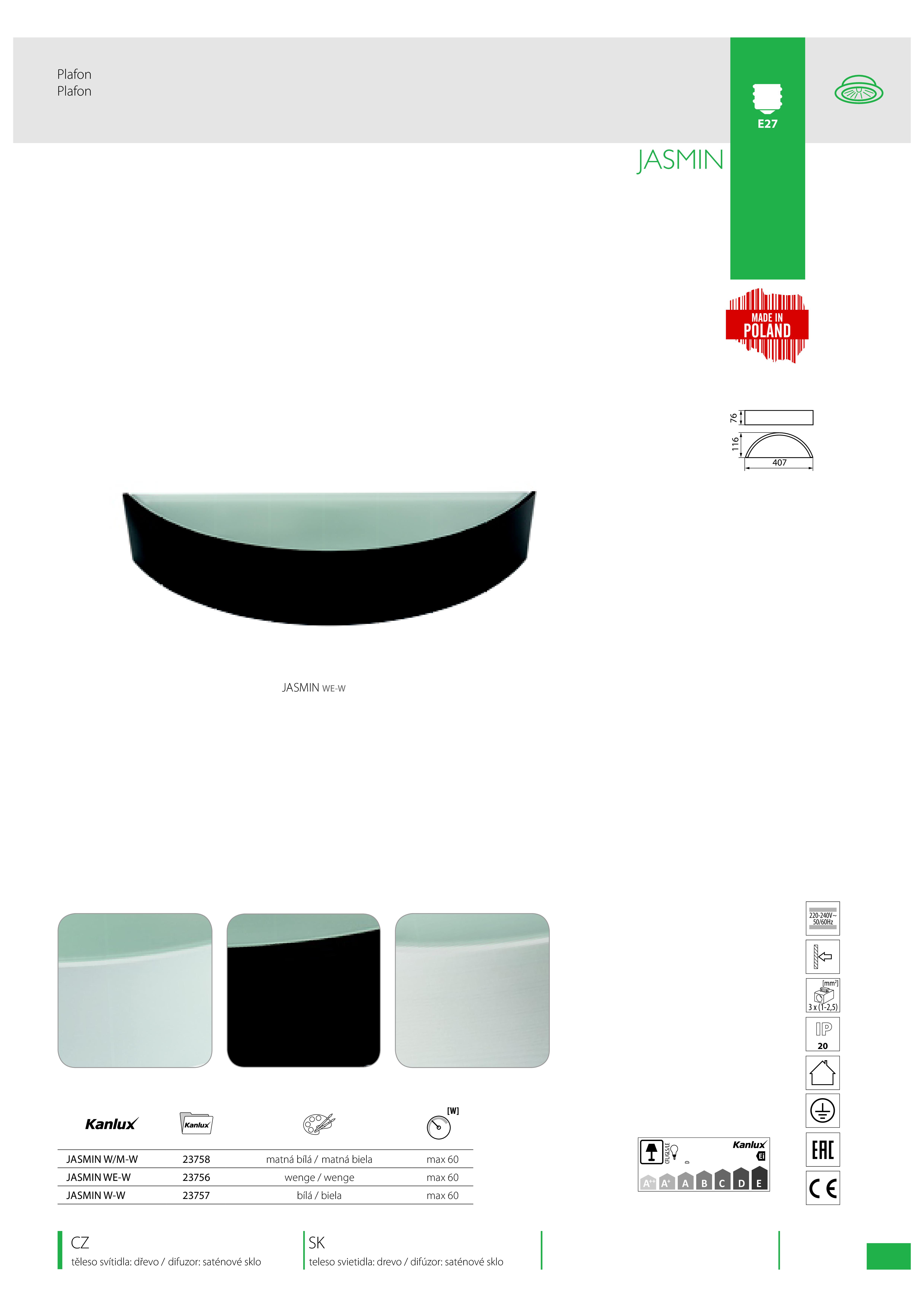 Kanlux JASMIN W-W Plafon