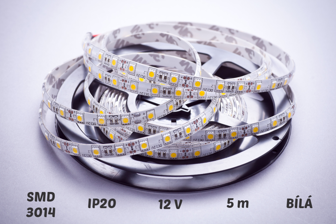 LED pásek SMD 3014 1020led/5m, 20 W/m, IP20, studená bílá