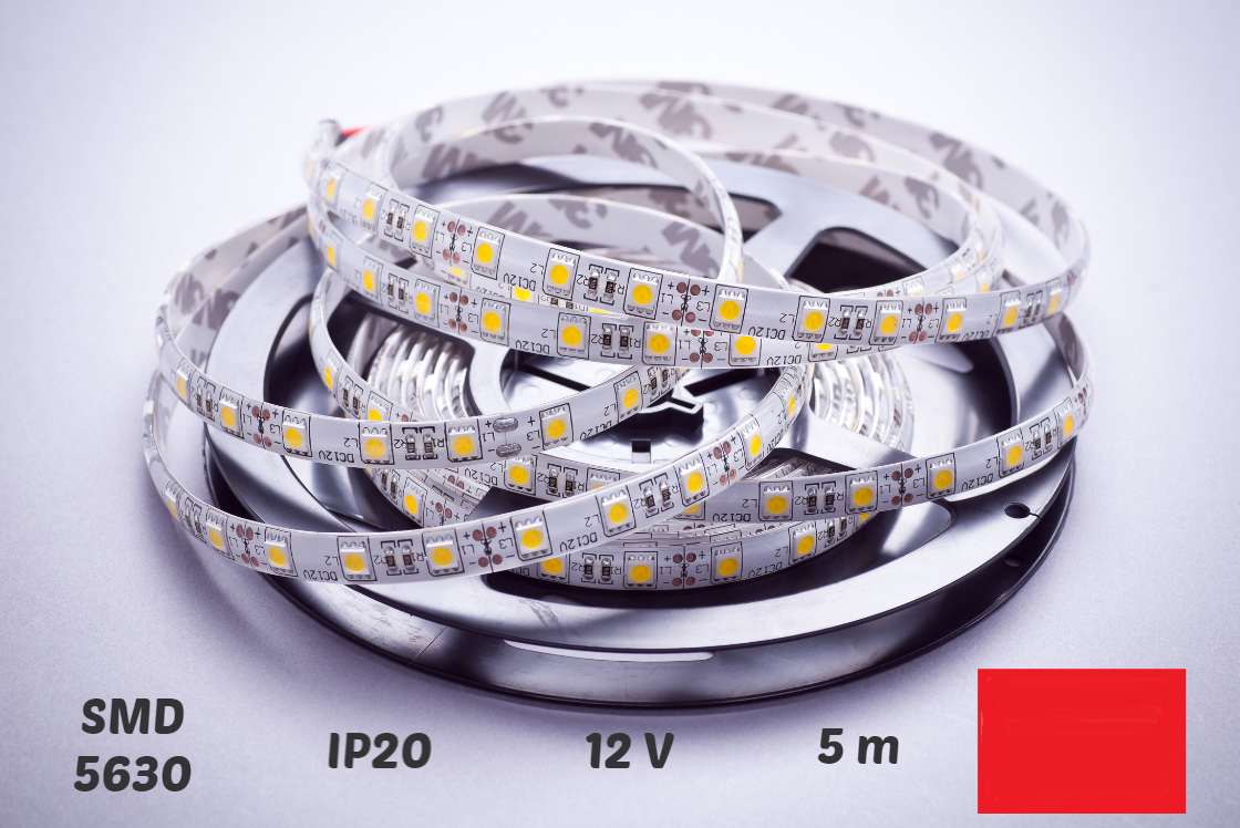 LED Pásek SMD 5630 300/5m, 18 W/m, IP20, červená