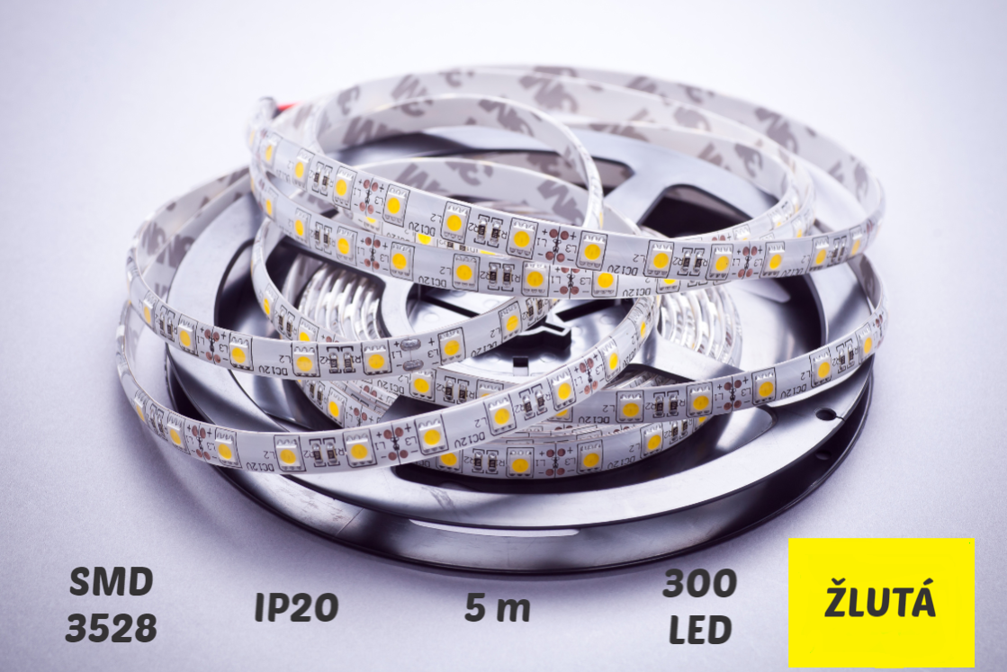 LED Pásek SMD 3528 300/5m, 4,8 W/m, IP20 Žlutá