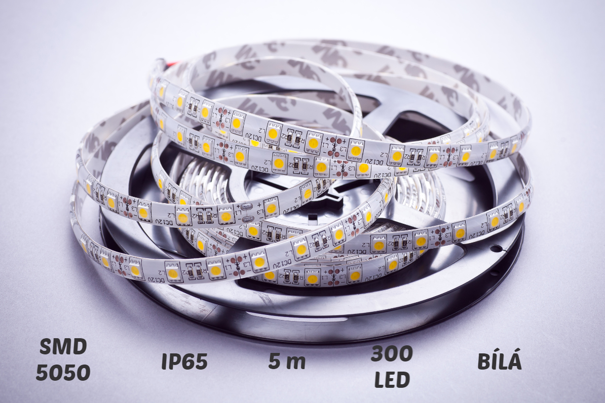 Led pásek SMD 5050 300led/5m, 14,4 W/m, IP65, studená bílá
