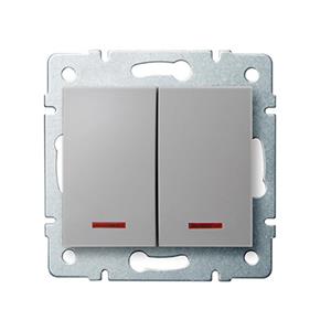 LOGI Sdružený lustrový vypínač s LED - č. 5 - stříbrný