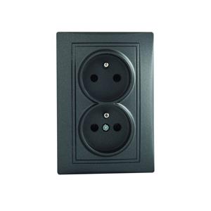 DOMO Zásuvka dvojitá, kompletní - grafit