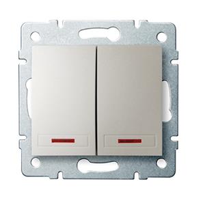 DOMO Sdružený lustrový vypínač s LED - č. 5 - perleťově bílá