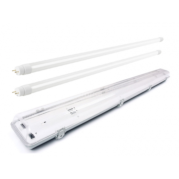 LED hermetické zářivkové světlo 120cm + 2xLED trubice T8 neutrální bílá